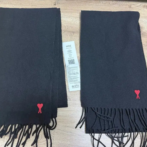 [BUNJANG] AMI Black Heart Logo Scarf (Set of 2) / 아미 블랙 하트 로고 머플러 2개 정품