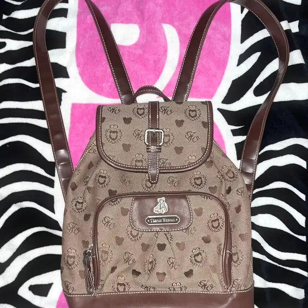 [BUNJANG] Teenie Weenie Choco Brown Latte Gyaru Backpack Vintage Y2K Old School Rare / 티니위니 초코 브라운 라떼갸루 백팩 모리걸 빈티지 y2k올드스쿨 레어