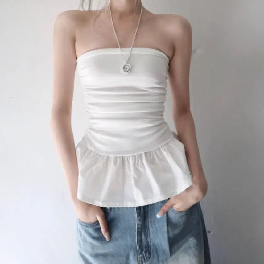 [BUNJANG] Clatta Frill Tube Top / 클라따 프릴 튜브탑