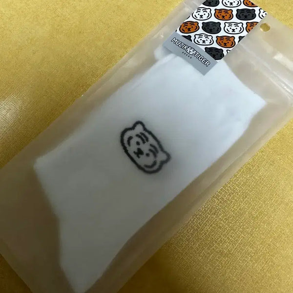 [BUNJANG] Mujik Tiger Basic White Socks / 무직타이거 무지 기본 흰색 양말