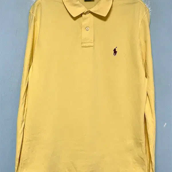 [BUNJANG] Polo Ralph Lauren Custom Fit Men's Long Sleeve Polo Shirt Yellow / POLO 폴로 랄프로렌 커스텀핏 남자 긴팔 카라티 옐로우 춘추 M 95