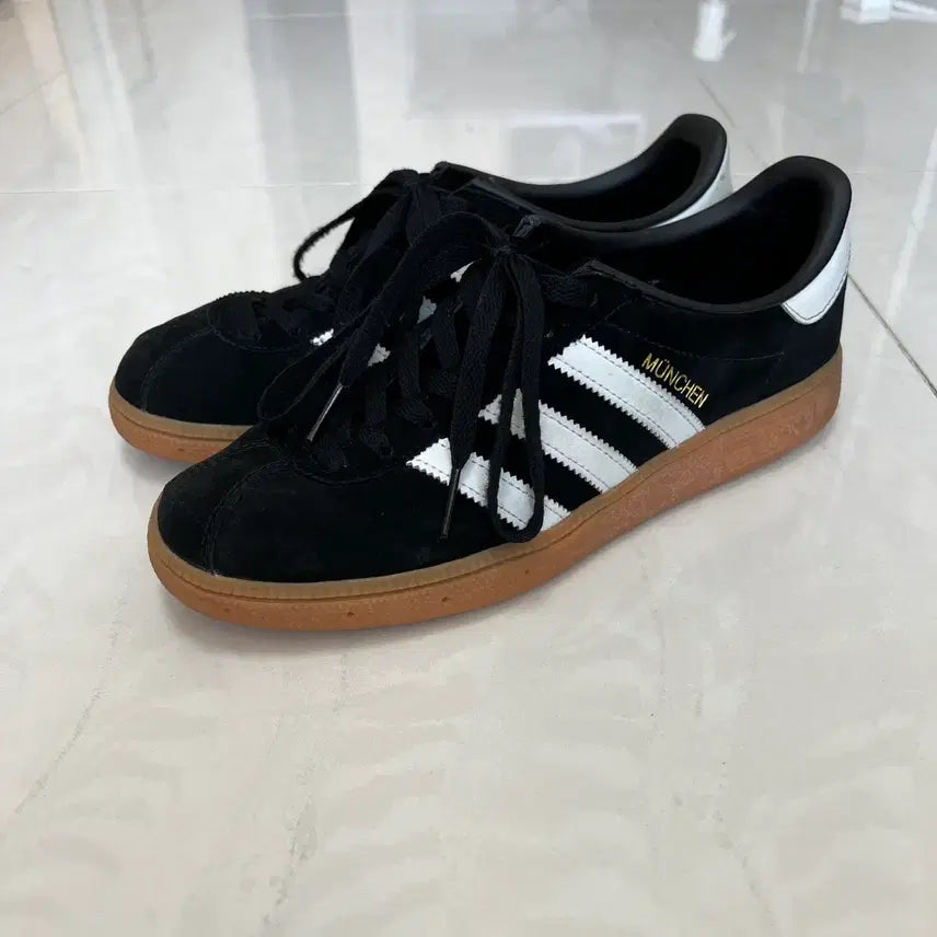 [BUNJANG] Adidas Munich Black Suede Sneakers Size 255 / [255] 아디다스 뮌헨 블랙 스니커즈 운동화