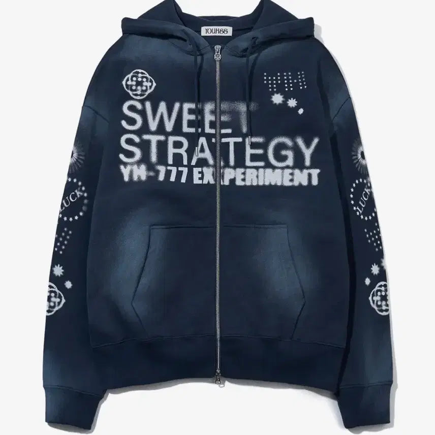 [BUNJANG] YOOHEE Lucky Sweet Graphic Hoodie Navy / 유희 럭키 스위트 그래픽 후드집업 네이비