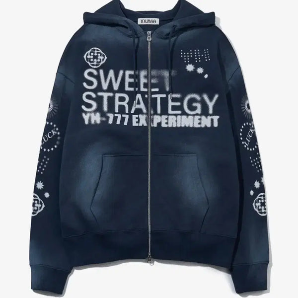 [BUNJANG] YOOHEE Lucky Sweet Graphic Hoodie Navy / 유희 럭키 스위트 그래픽 후드집업 네이비