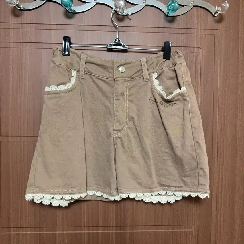 [BUNJANG] Pompomnet Japanese Vintage Lace Brown Shorts / 모리걸 하구미 라떼갸루 폼포넷 일본 빈티지 레이스 브라운 반바지 팬츠