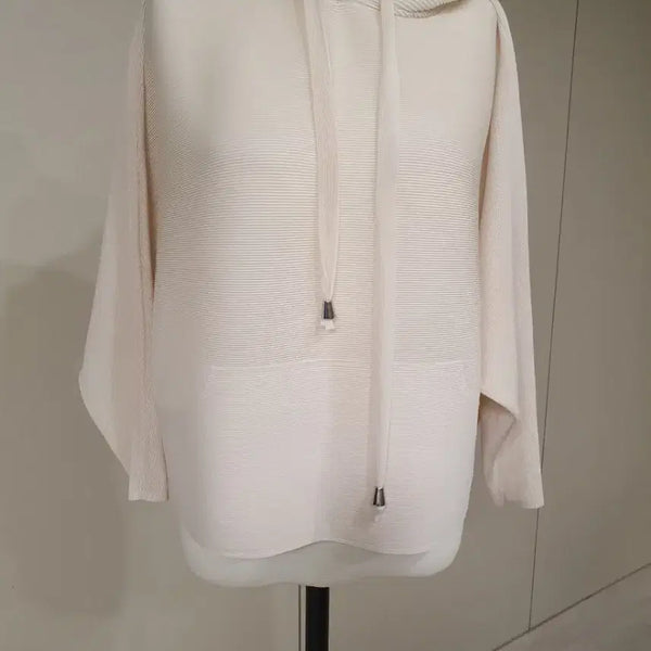 [BUNJANG] Ivory Ribbed Hoodie T-Shirt / 아이보리 골지 후드 티셔츠