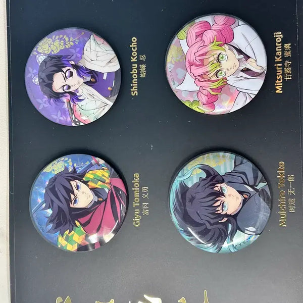 [BUNJANG] Demon Slayer: Kimetsu no Yaiba Lucking Coffee Collaboration Badge Set (Giyu, Muichiro, Shinobu, Mitsuri) / 럭킨커피 귀멸의칼날 콜라보 뱃지 세트 (기유, 무이치로, 시노부, 미츠리