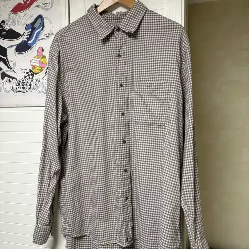 [BUNJANG] Uniqlo Gingham Check Shirt Beige (XXL) / 유니클로 깅엄 체크셔츠 베이지(xxl)