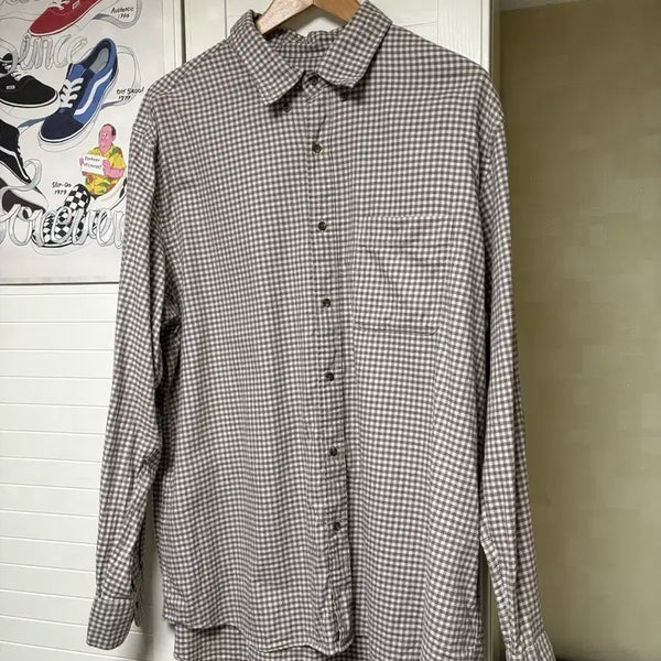 [BUNJANG] Uniqlo Gingham Check Shirt Beige (XXL) / 유니클로 깅엄 체크셔츠 베이지(xxl)