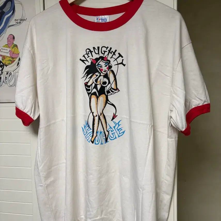 [BUNJANG] Naughty Savage Ringer Tee Red / 너티새비지 링거티(2) 레드