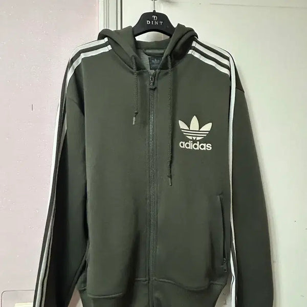 [BUNJANG] Adidas Khaki Hooded Zip-Up Jacket / 아디다스 카키 후드집업
