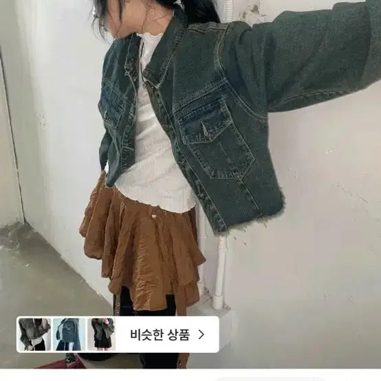 [BUNJANG] Kim Ah-hop Billie Crop Denim Jacket / [새상품] 김아홉 빌리 크롭 데님 자켓
