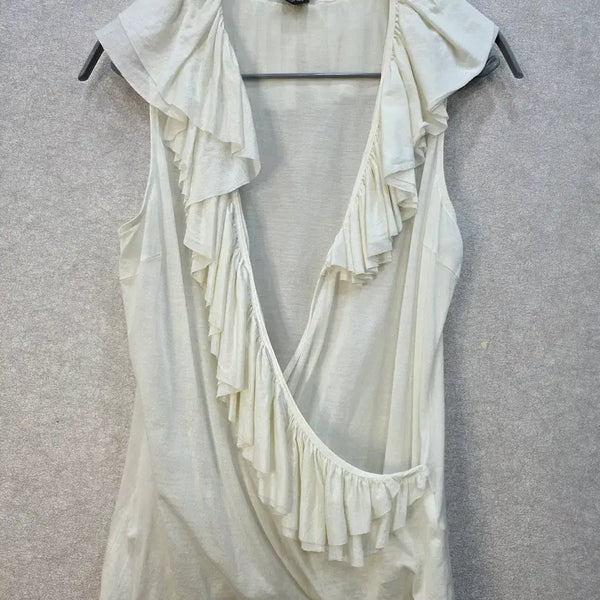 [BUNJANG] Ralph Lauren Black Label Ruffle Sleeveless Blouse / 랄프로렌 블랙라벨 러플 나시 블라우스 RALPH LAUREN