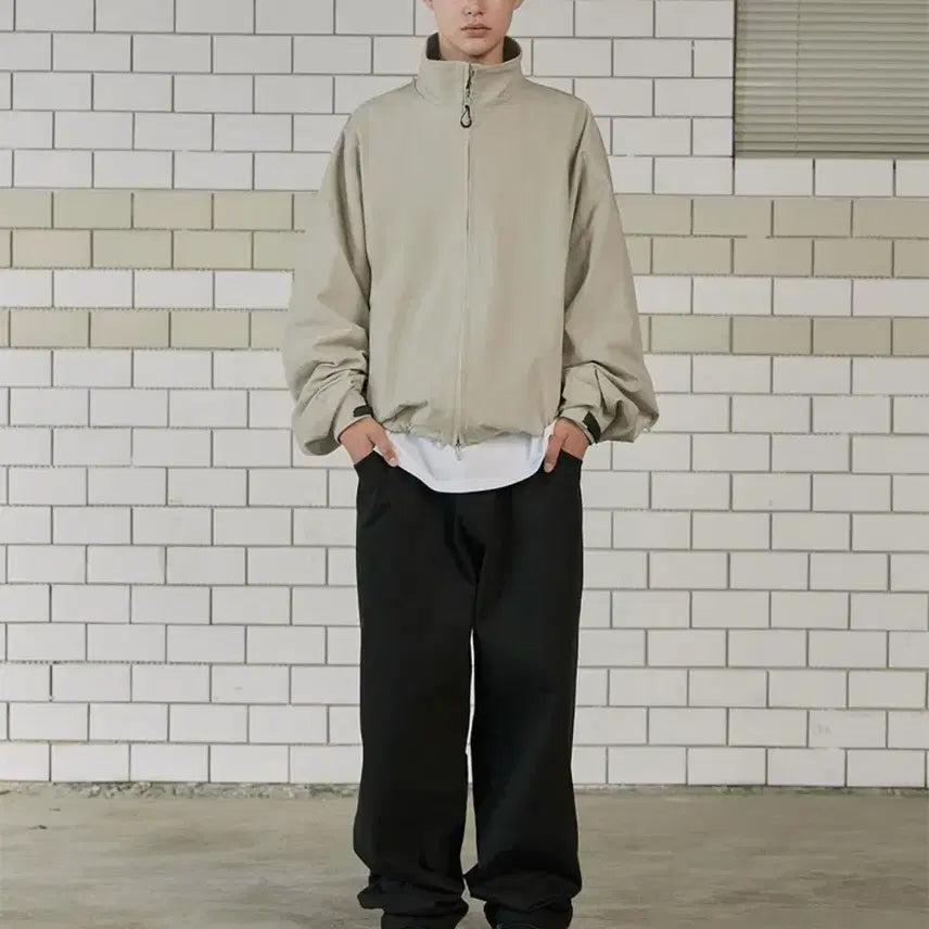 [BUNJANG] STU Lettering Windbreaker Ivory L / STU 레터링 윈드브레이커 아이보리