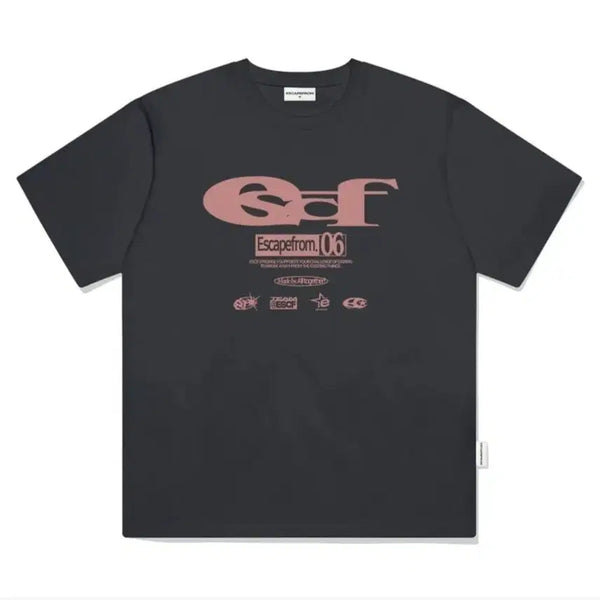 [BUNJANG] ESCAPEFROM Logo Collage Charcoal Short Sleeve T-Shirt / 이스케이프프롬 로고 콜라주 차콜 반팔티