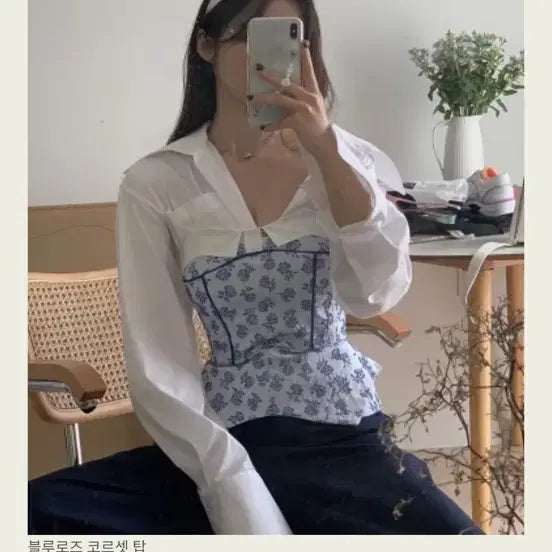 [BUNJANG] Seokey Blue Rose Corset Top / 서쿠키 블루로즈 코르셋 탑
