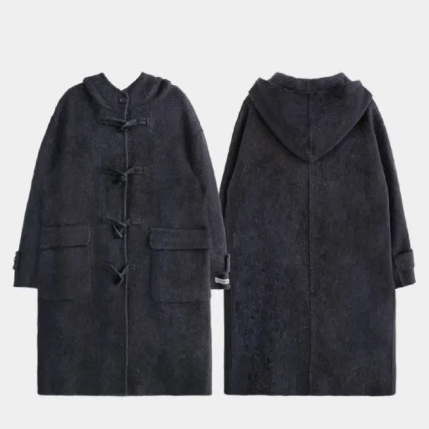[BUNJANG] Abain Mild Oversized Long Handmade Duffle Coat Charcoal / 어베인 롱 떡볶이 코트