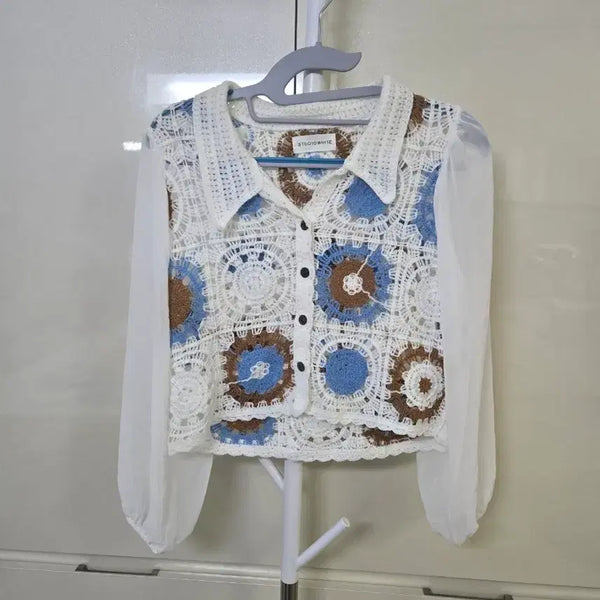 [BUNJANG] STUDIO WHITE Crochet Blouse Punching Jacket / STUDIO WHITE 크로셰 블라우스 펀칭 자켓