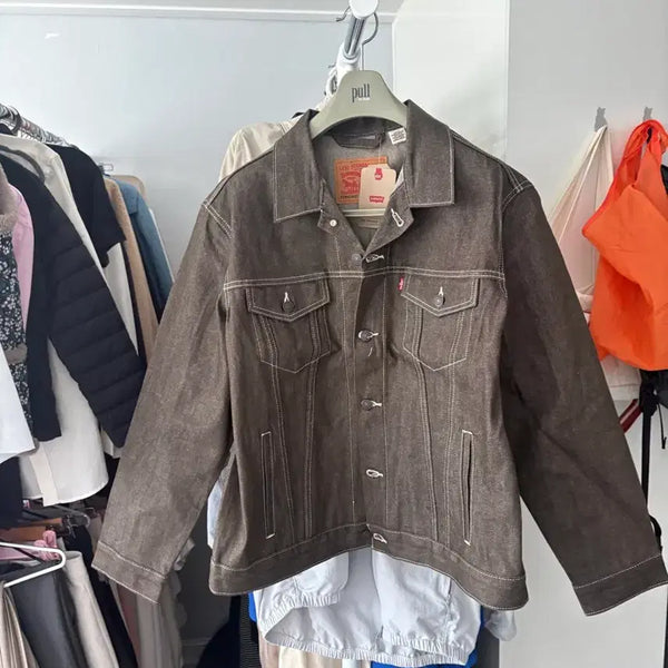 [BUNJANG] Levi's Olive Denim Trucker Jacket / 리바이스 브라운 데님 트러커 자켓