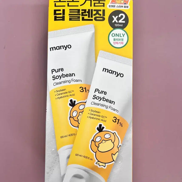 [BUNJANG] Manyo Pure Soybean Foam Cleanser Set (2 x 120ml) with Pokemon Sticker / 마녀공장 퓨어 소이빈 폼클렌징 포켓몬 120ml 2개입