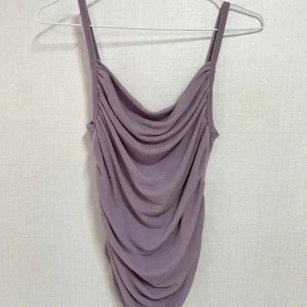 [BUNJANG] Drape Shirring Sleeveless Top - Purple / 드레이프 셔링 나시 퍼플