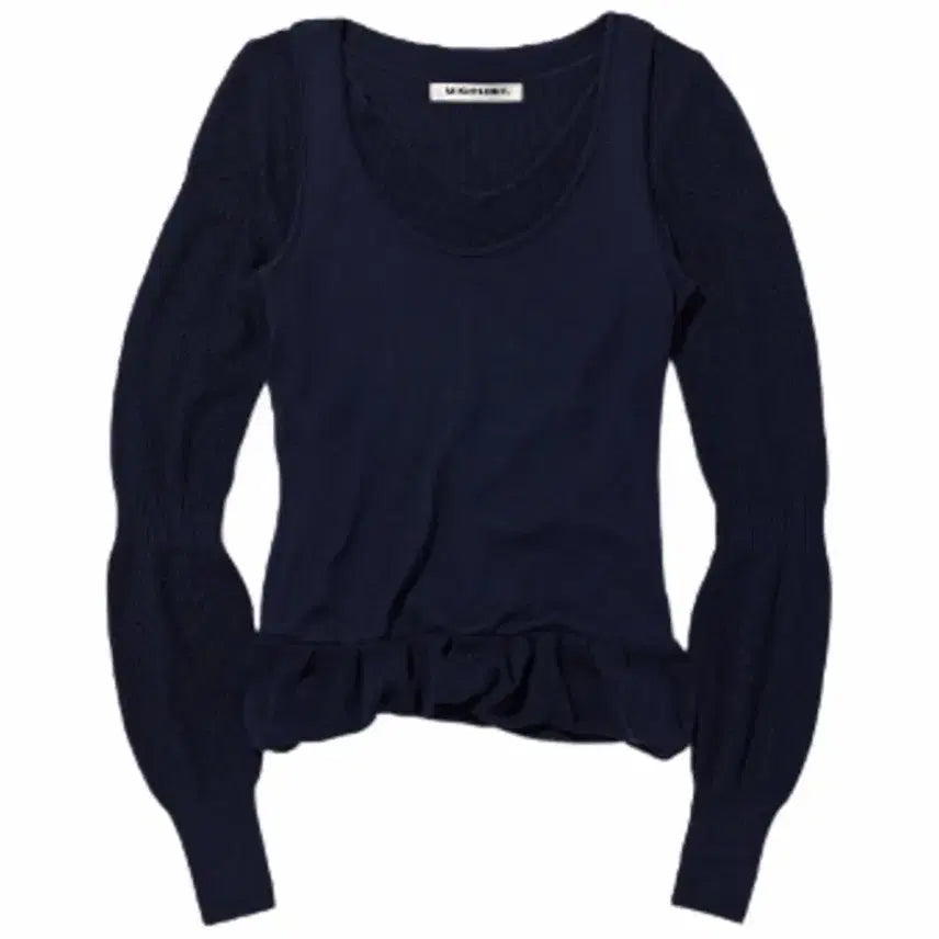 [BUNJANG] Mischief Ripple Layered Knit Top Navy S / 미스치프 리플 레이어드 니트 탑 네이비S