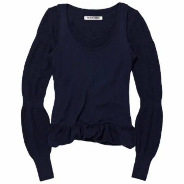 [BUNJANG] Mischief Ripple Layered Knit Top Navy S / 미스치프 리플 레이어드 니트 탑 네이비S