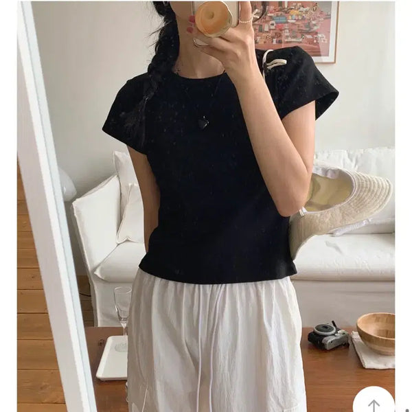 [BUNJANG] French of Jane Round Neck Cotton Short-Sleeve T-Shirt Black M (Slim Fit) / 프렌치오브 제인 라운드넥 코튼 반팔티 블랙M(슬림핏)