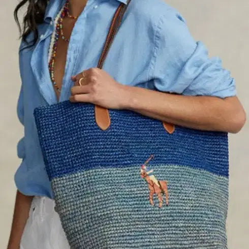 [BUNJANG] Polo Ralph Lauren Raffia Tote Bag / 폴로 랄프로렌 라피아 토트백