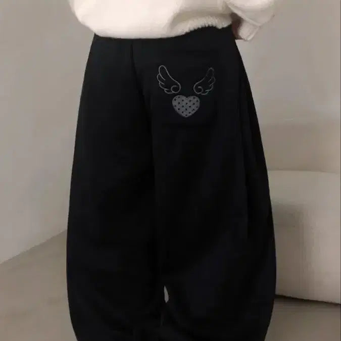 [BUNJANG] The Pink UCOM Dot Embroidery Wide Pants / 새상품) 에이블리 더핑크 유콤 백 도트 자수 와이드팬츠