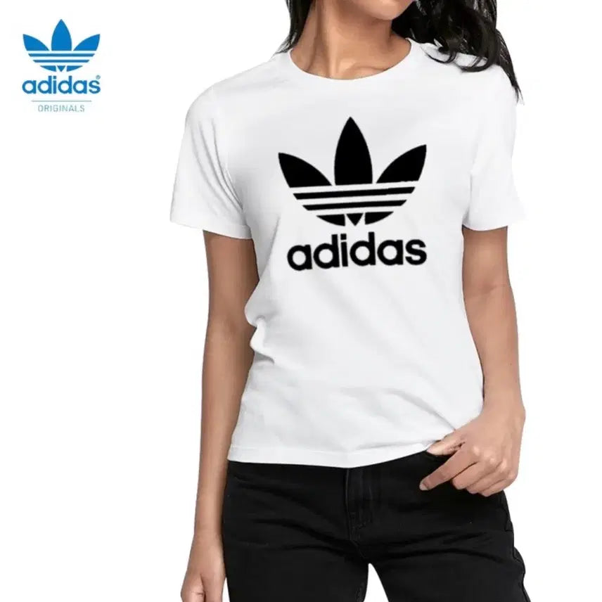 [BUNJANG] Adidas Women's Flame Logo Short Sleeve T-Shirt Size 90 / (정품 아디다스) 여자 반팔 불꽃 로고 티셔츠 90