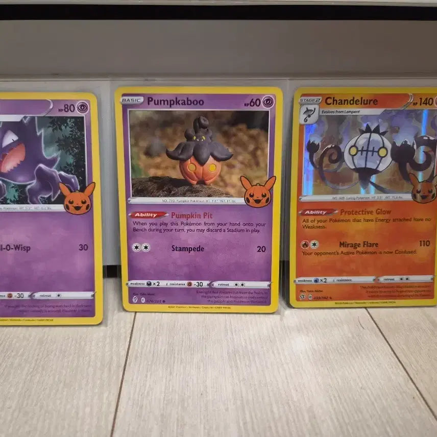 [BUNJANG] Pokemon Card Halloween Phantom/Pumpking/Holo Chandelure Set / 포켓몬 카드: 할로윈팬텀/펌킨인/홀로 샹델라 세트