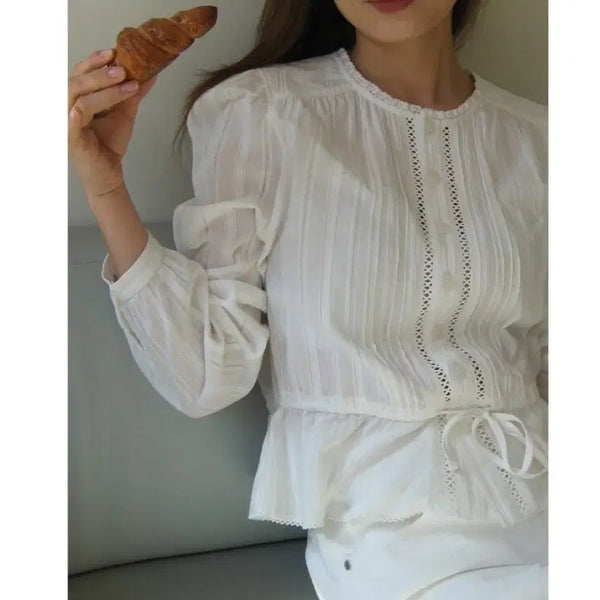 [BUNJANG] Chat de Lama Peplum Lace Blouse / chat de lama 페플럼 레이스 블라우스