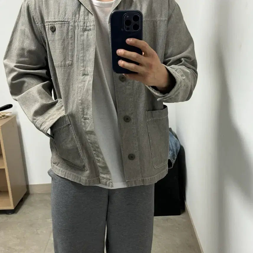 [BUNJANG] Uniqlo Grey Corduroy Jacket L / 유니클로 그레이 초어자켓 100 L