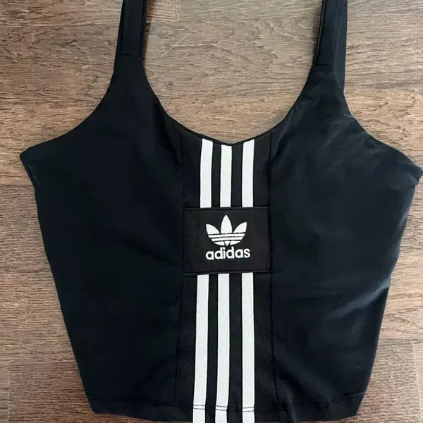 [BUNJANG] Adidas Custom Three-Stripe Black Bralette / 아디다스 커스텀 삼선 블랙 브라탑