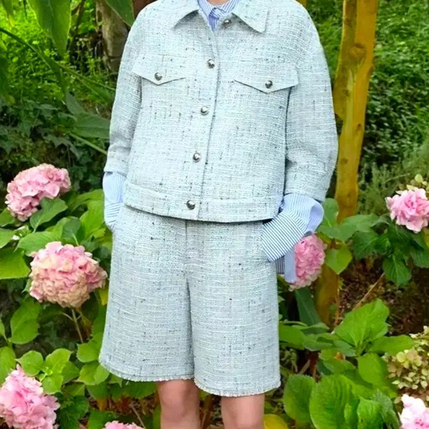 [BUNJANG] Karl Lagerfeld Tweed Jacket and Shorts Set-up / 칼라거펠트 트위드 자켓+반바지 셋업
