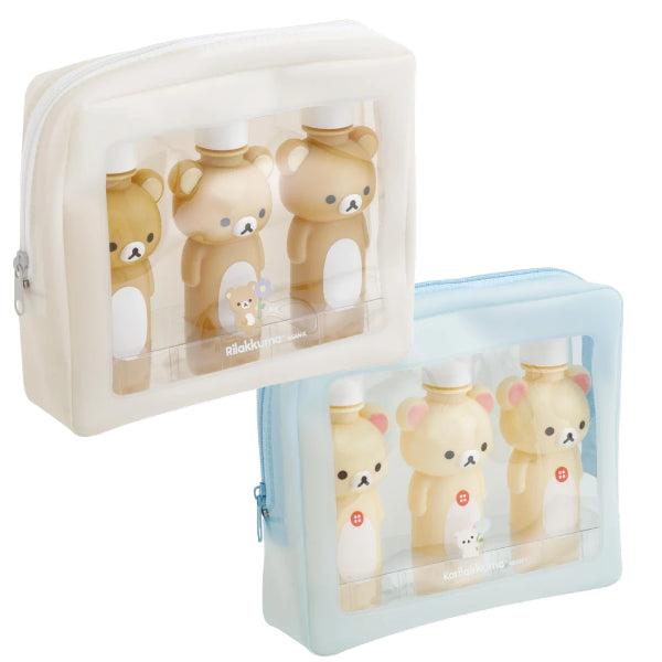 [BUNJANG] Rilakkuma Korilakkuma Empty Container Pouch Set (3 Pieces) / [당일발송]리락쿠마 코리락쿠마 공병 파우치 3p 세트 화장품 소분 여행용