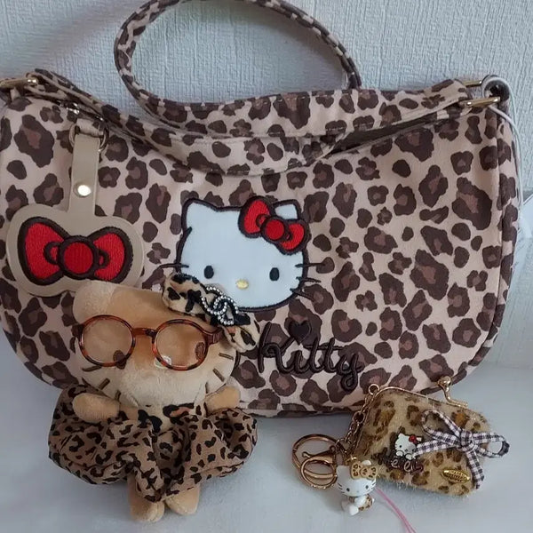 [BUNJANG] Kitty Leopard Print Bag Charm Set (4 Types) / 키티호피무늬가방키링  4종