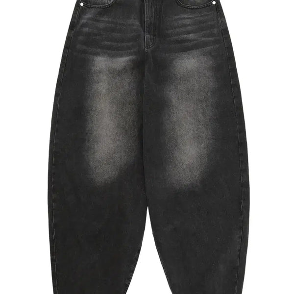 [BUNJANG] ARCISH Wide Big Balloon Oversized Denim Pants - Black / [아크시] 와이드 빅 벌룬 오버핏 데님 팬츠-블랙