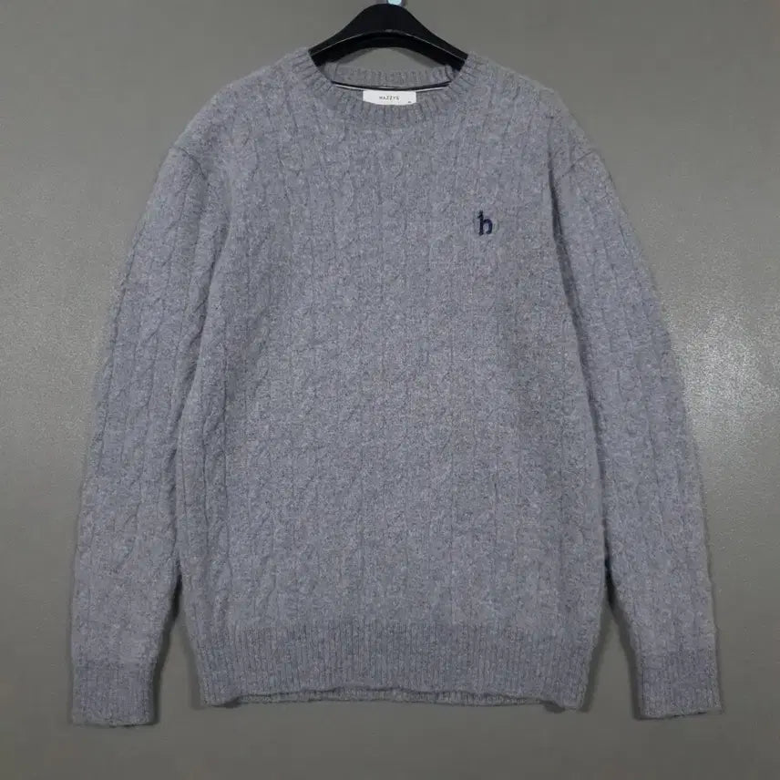 [BUNJANG] Hazzys 23FW Cashmere Blend Cable Knit Sweater (Women's 55) / 여성 55 헤지스 신형 23FW 캐시미어 혼방 케이블 니트 꽈배기 스웨터