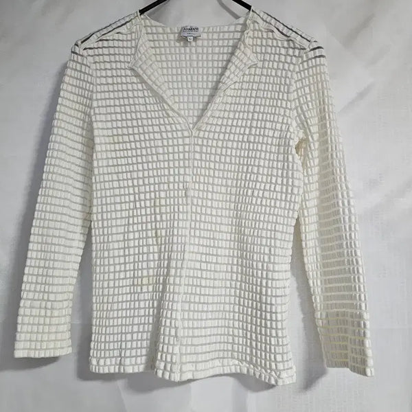 [BUNJANG] Giorgio Armani Women's White Grid Texture Long Sleeve Top / 아르마니 여성 망사형 상의