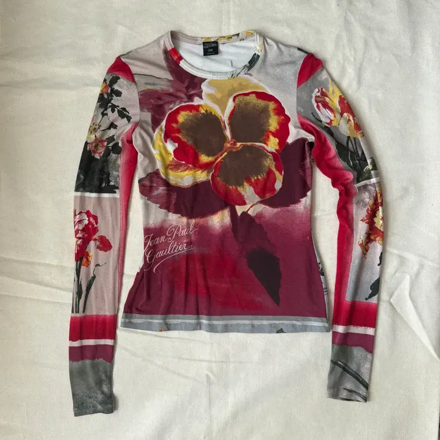 [BUNJANG] Jean Paul Gaultier 90s Floral Printed Long Sleeve Top / 장폴고티에 팜므 90s 플로럴 프린티드 탑