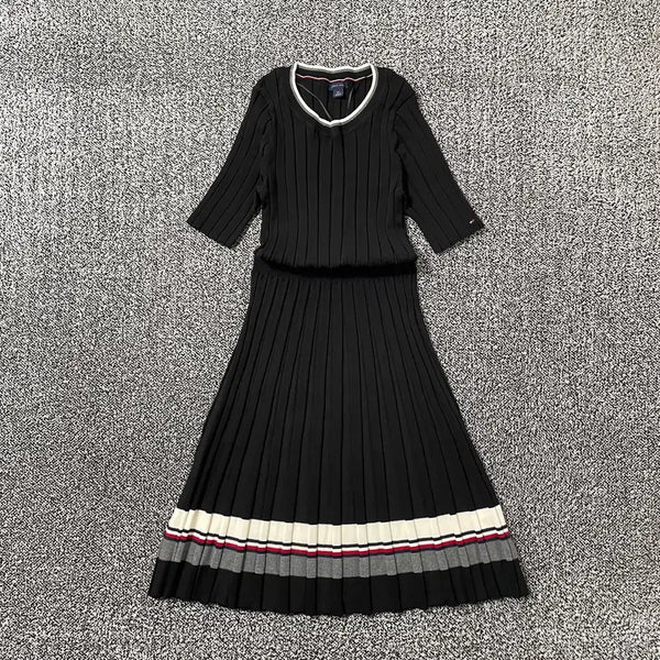 [BUNJANG] Vintage Tommy Hilfiger Ribbed Knit Pleated Midi Dress / 빈티지9. 타미힐피거 골지 니트 플리츠 미디 원피스 드레스
