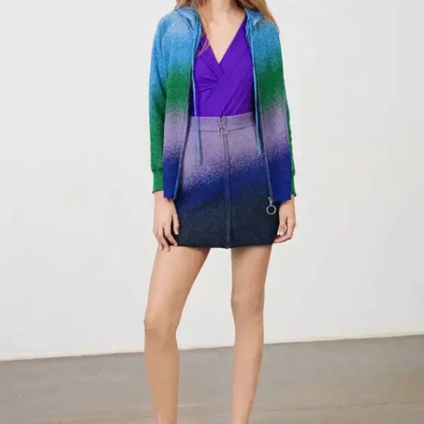[BUNJANG] Maje Gradient Hoodie Zip-up & Mini Skirt Set / 마쥬 셋업