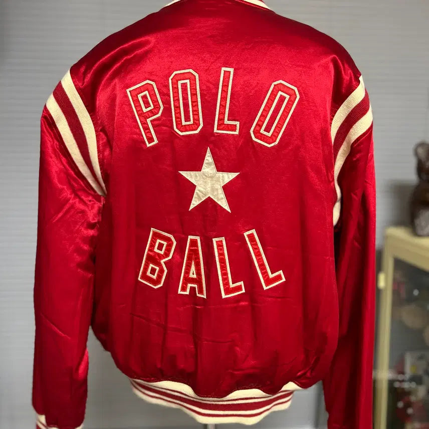 [BUNJANG] Ralph Lauren Polo Ball Embroidered Satin Varsity Jacket / 랄프로렌 폴로볼 자수 사틴 바시티 자켓 m