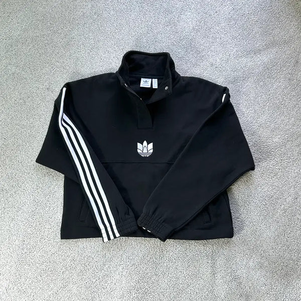 [BUNJANG] Adidas Women's Oversized Cropped Half-Neck Sweatshirt M / 아디다스 여성 오버핏 크롭 하프넥 맨투맨 정품 M(36)