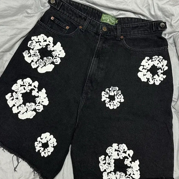 [BUNJANG] Denim Tears Cotton Wreath Jeans Shorts Black / [M] 데님티어스 코튼 리쓰 진 쇼츠 블랙