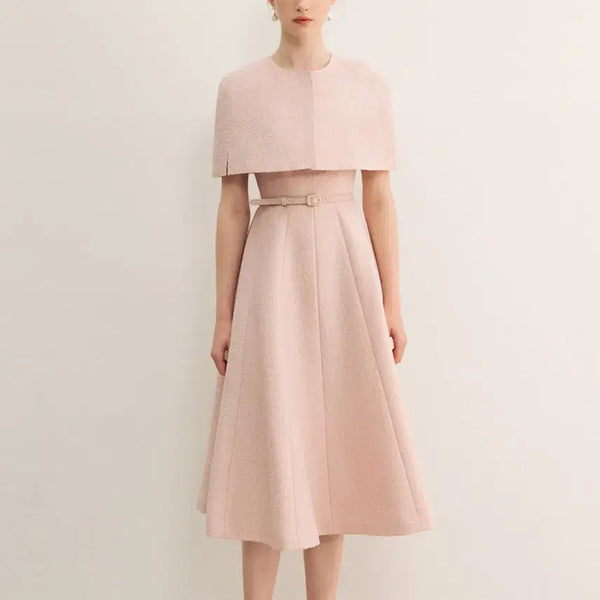[BUNJANG] Bride and You CAREY Tweed Cape + ADA Sleeveless Dress Set (Pink) / 비에이유 케이프 원피스