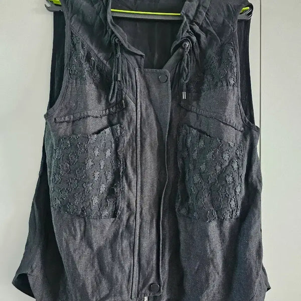 [BUNJANG] BNX Black Lace Detail Women's Vest - Size S / BNX 블랙 레이스 포인트 여성 조끼 S