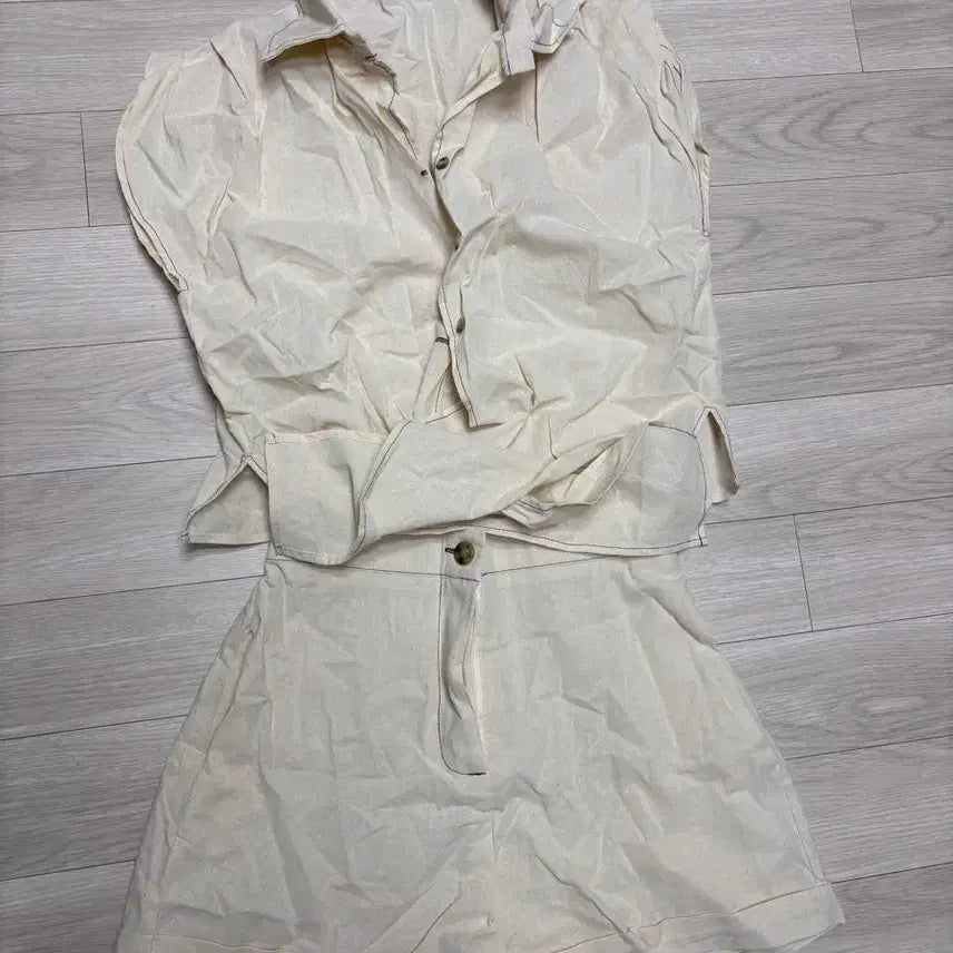 [BUNJANG] Linen Two-Piece Set Beige / 린넨 베이지 투피스